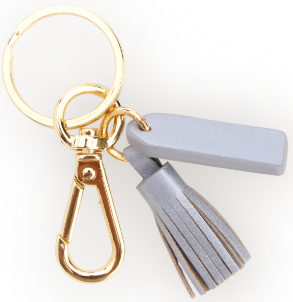Royce Leather Mini Tassel Key Fob, Silver