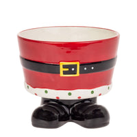 Santa Belt Ceramic Footed Bowl Christmas
