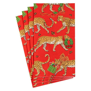 Christmas Leopards Red Guest Towels