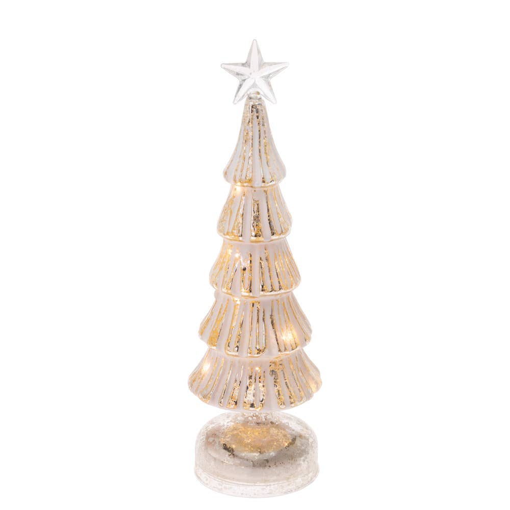 Champagne & White Striped LED Christmas Tree