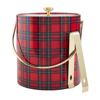 Tartan Vinyl Ice Bucket & Tongs Set
