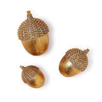 Gold Basketweave Acorns/Set of 3
