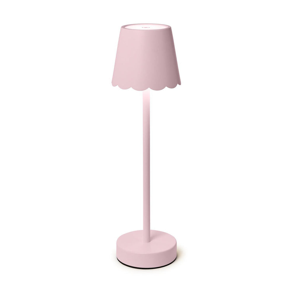 Pink LED Cordless Table Lamp with Scalloped Edge