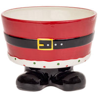 Santa Belt Ceramic Footed Bowl Christmas
