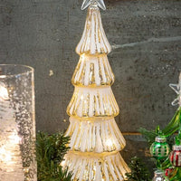 Champagne & White Striped LED Christmas Tree