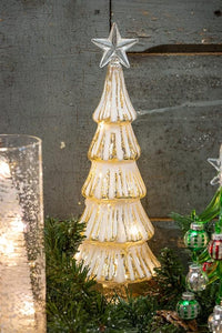 Champagne & White Striped LED Christmas Tree