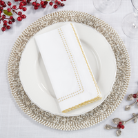 Embroidered Border Dinner Napkin/Set of 4
