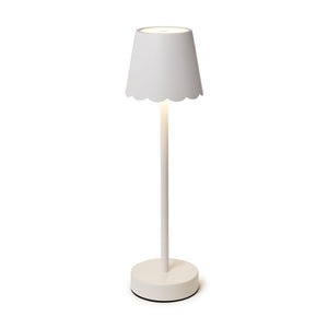 White LED Cordless Table Lamp with Scalloped Edge