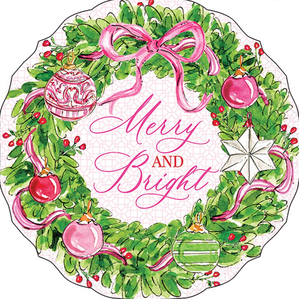 Merry & Bright Wreath Christmas Lunch Napkins