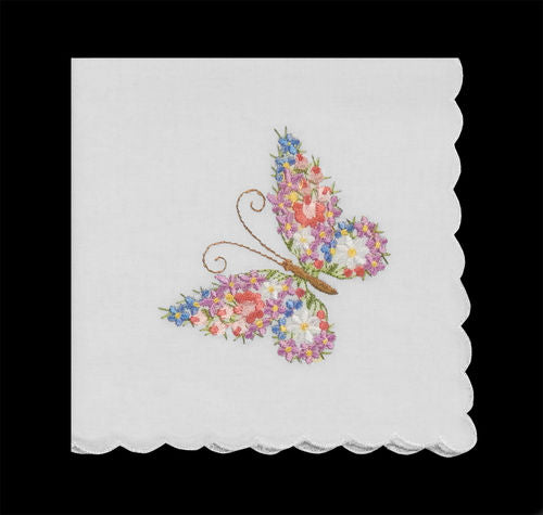 Butterfly Embroidered Handkerchief