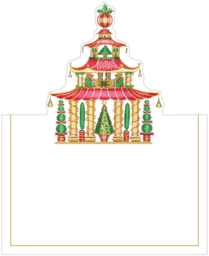 Christmas Pagodas Foil Die-Cut Place Cards