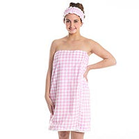 Pink Gingham Spa Wrap Set
