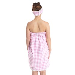 Pink Gingham Spa Wrap Set