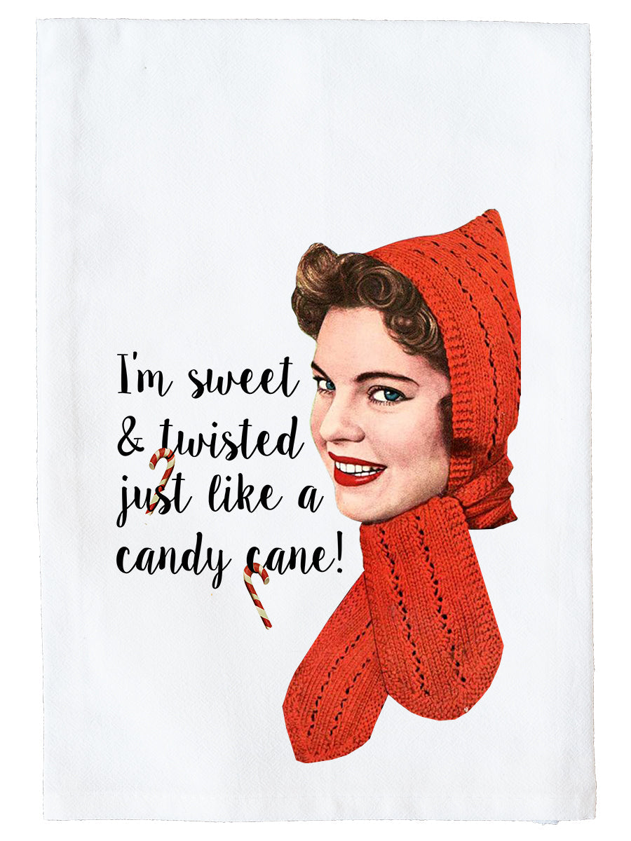 Sweet & Twisted Candy Cane Flour Sack Towel