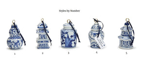 Chinoiserie Blue and White Hand-painted Ornaments