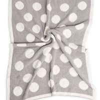 Grey and Cream Polka Dot Luxury Soft Baby Blanket
