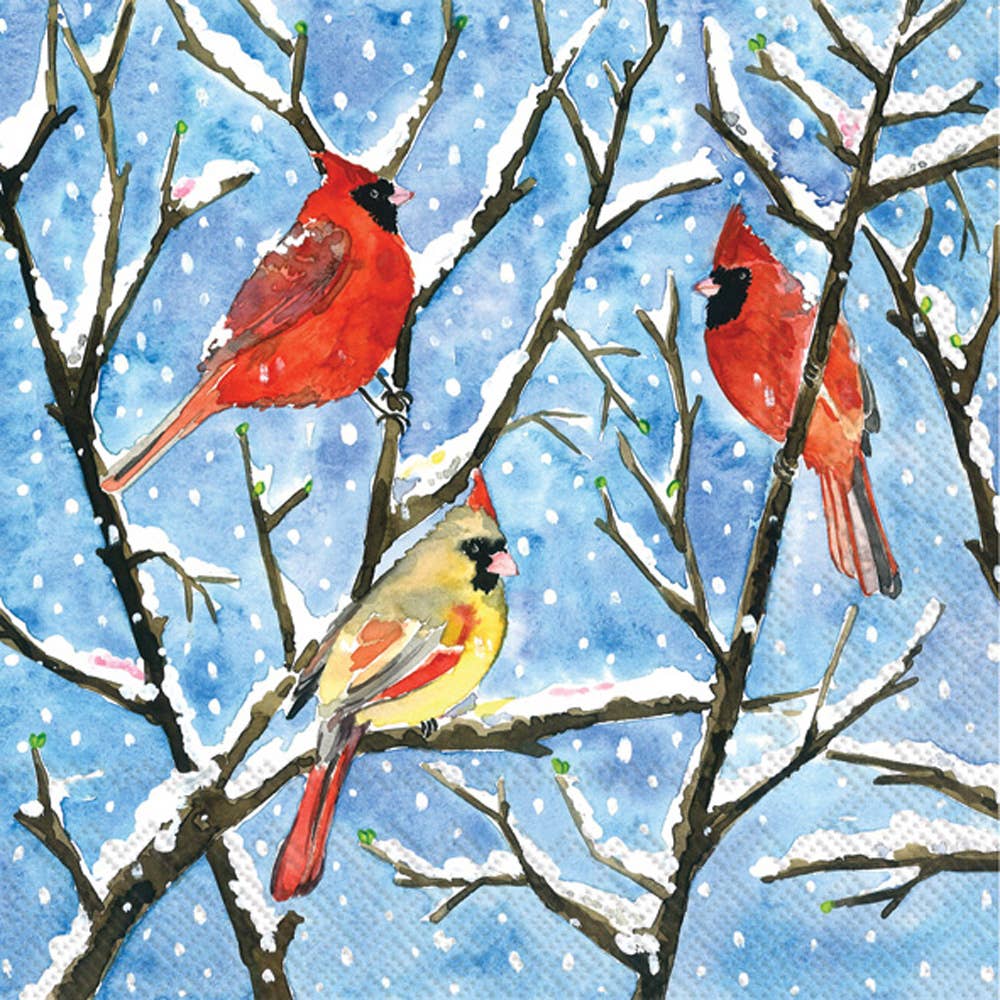 Winter Cardinals Cocktail Napkins