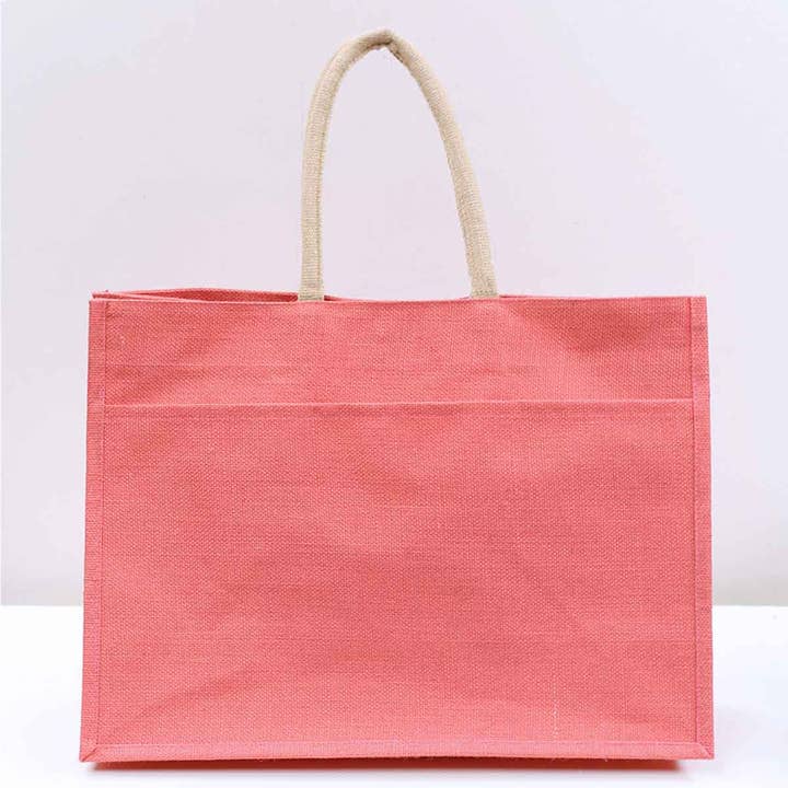 Monogrammed Jute Pocket Tote