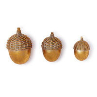 Gold Basketweave Acorns/Set of 3
