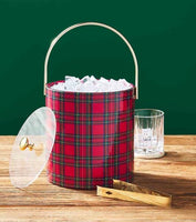 Tartan Vinyl Ice Bucket & Tongs Set
