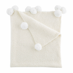 Chenille Baby Blanket with Pom