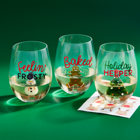 Christmas Icons Stemless Wine Glasses