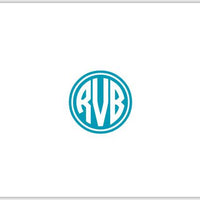 Kessler Circle Monogram Turquoise Foldover Note