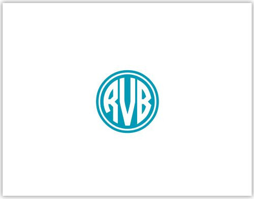 Kessler Circle Monogram Turquoise Foldover Note