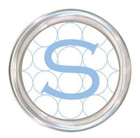 Monogrammed White with Blue Circles Coaster
