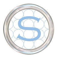 Monogrammed White with Blue Circles Coaster