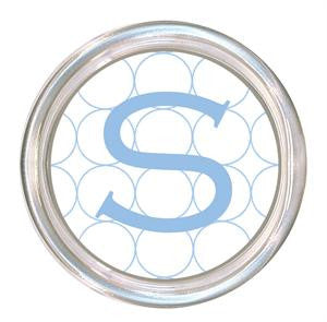 Monogrammed White with Blue Circles Coaster