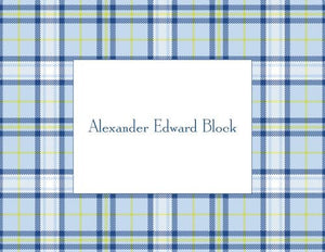 Plaid Blue Foldover Note