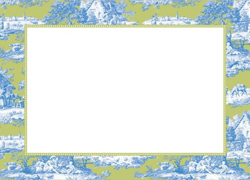 Toile Blue and Green Flat Notecard