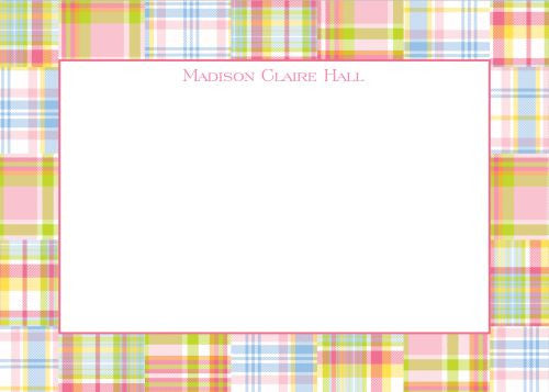 Madras Patch Pink Flat Notecard