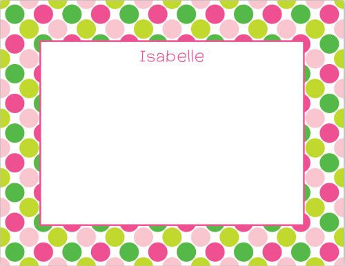 Big Dots Pink and Green Flat Notecard