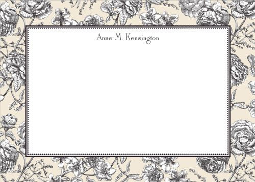 Floral Toile Cream Flat Notecard