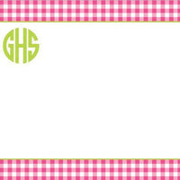 Gingham Raspberry Flat Notecard