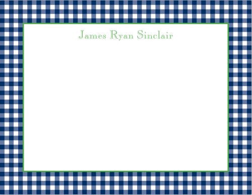 Gingham Navy Flat Notecard