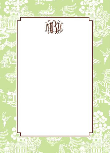 Chinoiserie Green Flat Notecard