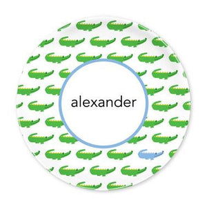 Blue Preppy Alligator Melamine Plate