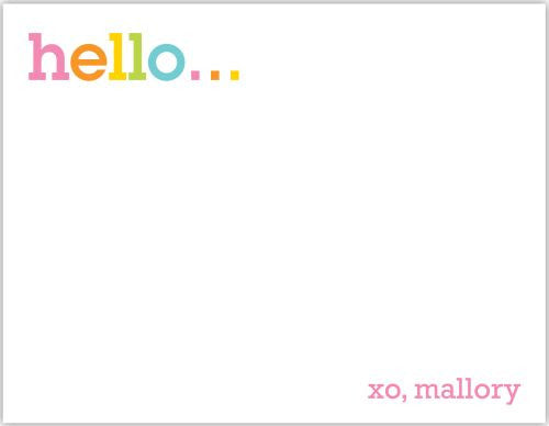 Rainbow Hello Flat Notecard