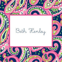 Ellie Paisley Raspberry and Navy Foldover Note