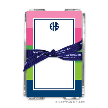 Bold Stripe Pink, Green, & Navy Notepad