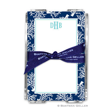 Coral Repeat Navy Notepad