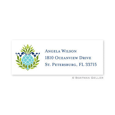 Pineapple Ribbon Teal Address Label