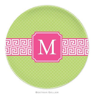 Greek Key Band Pink Melamine Plate