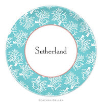 Coral Repeat Teal Melamine Plate