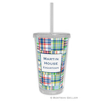 Madras Patch Blue Beverage Tumbler
