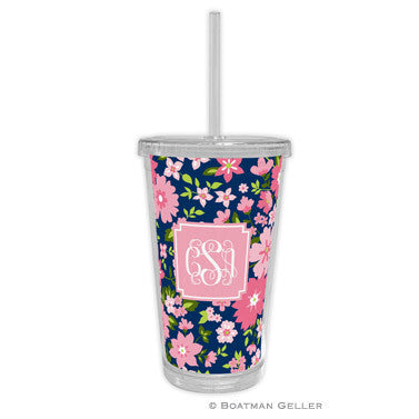 Caroline Floral Pink Beverage Tumbler