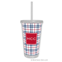 Miller Check Navy & Red Beverage Tumbler
